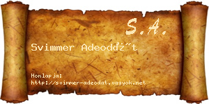 Svimmer Adeodát névjegykártya